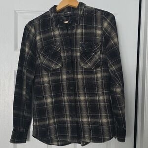 Harley-Davidson Black and Cream Plaid Button Down Shirt